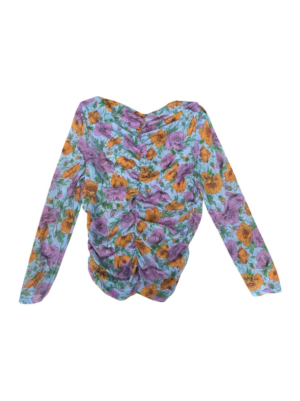 NWOT Veronica Beard Myrna Ruched Floral-Print Tulle Top Size 10 - Picture 9 of 14